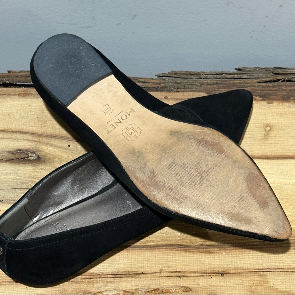 Monet Black Suede Pointed Toe Flats Size 8.5 B100 - Picture 7 of 8